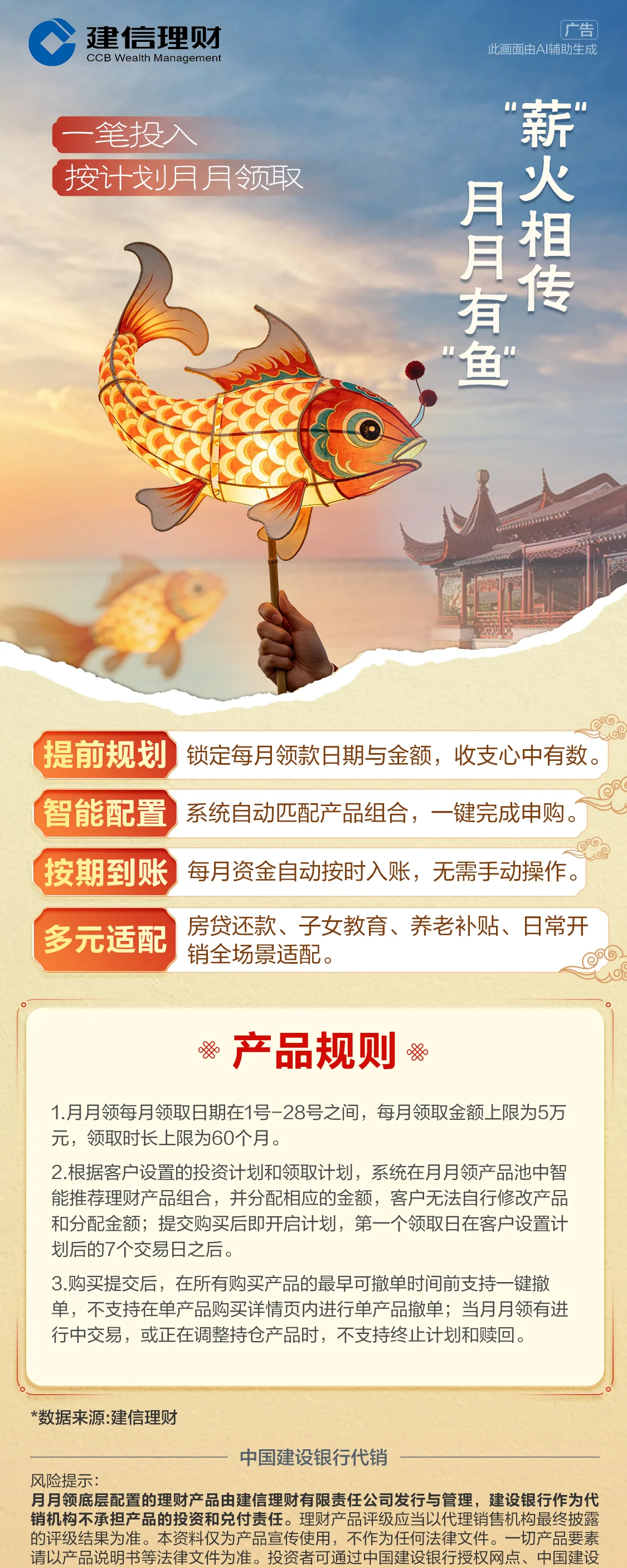 建信理财月月领海报 - 鱼灯 3